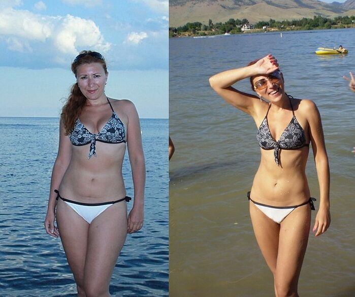 आहार से पहले और बाद में फोटो